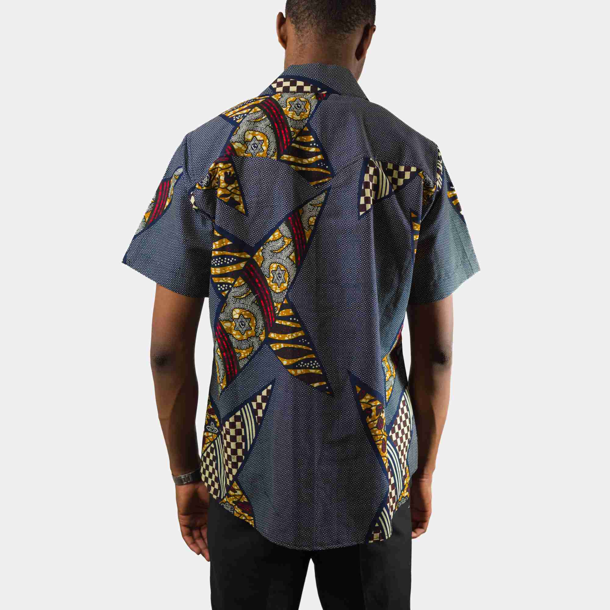 Men's African Print Patchwork Short Sleeve Shirt - Image 4