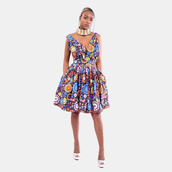Vibrant Multicolour Pleated Burst Dress